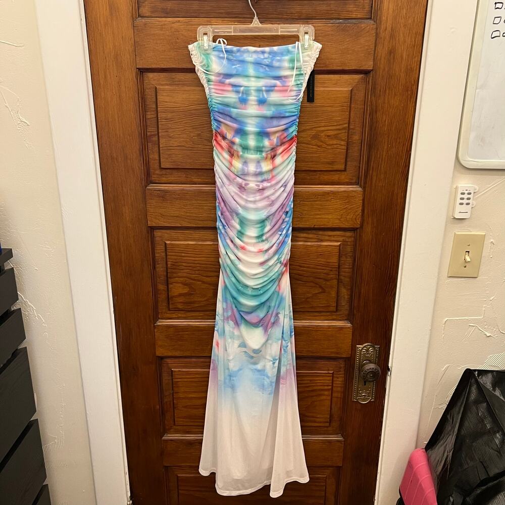 AFRM Women's Charlotte Tube Full Ankle Length Dress Blur Blossom sz XS NWT's $98